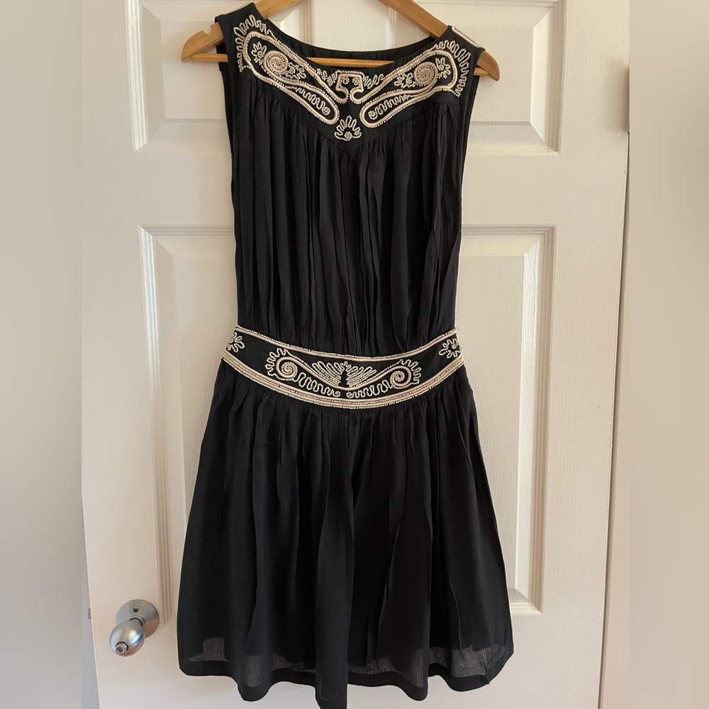 French Connection Beaded Grecian Dress - Blue Size S /0